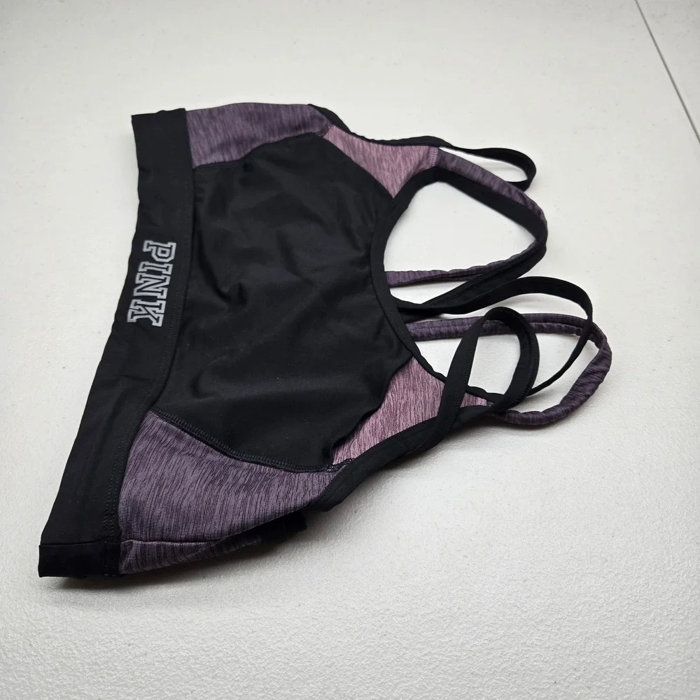 PINK Women Sports Bra‎ Medium Purple Geometric ULTIMATE Pullover